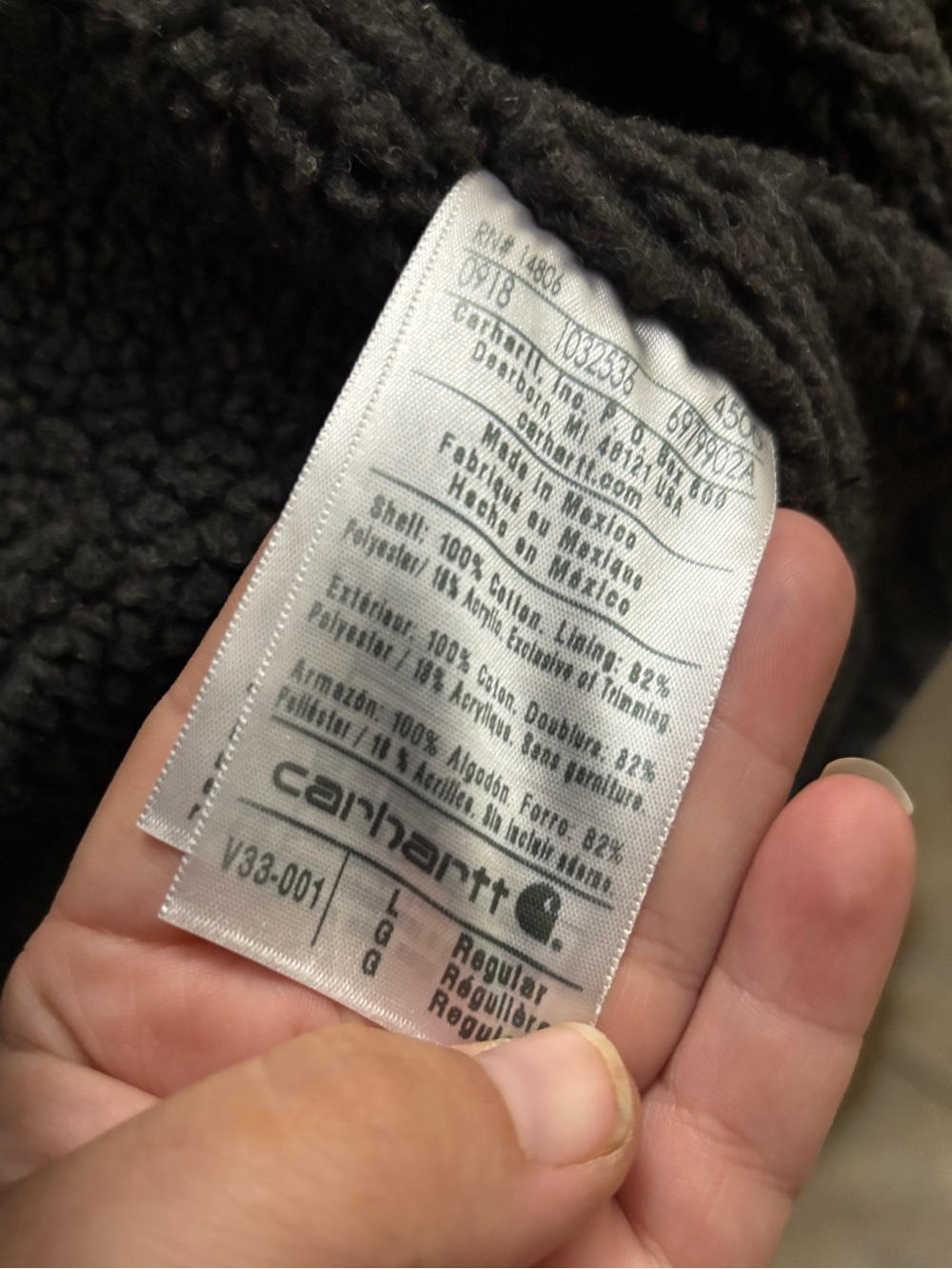 Carhartt V33-001 Vest Dark Grey Sherpa Lined Duck Canvas Workwear Chore Mens L - Picture 6 of 6